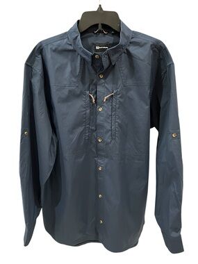 Banded Hunting Men's Navy Blue Performance Button Down Shirt Size Large